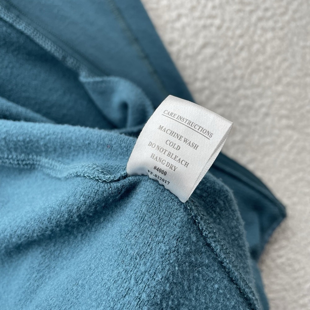 Free Fly Hoodie Mens Small S Bamboo Thermal Fleece Full Zip Pocket Teal Blue - Picture 10 of 12
